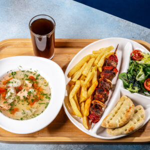 Обід з шашликом з курячого філе + Рибна юшка