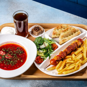 Обід з шашликом з курячого філе + Борщ